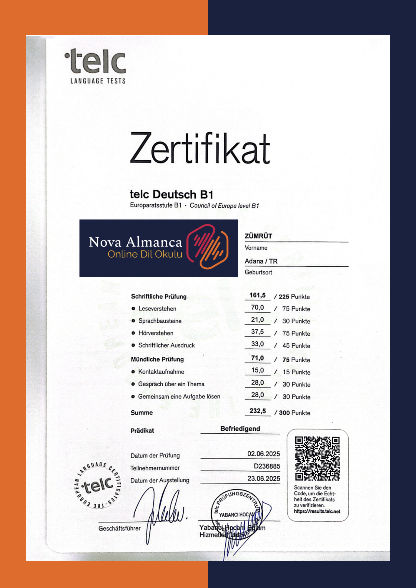 Zümrüt Hanım Sertifikası