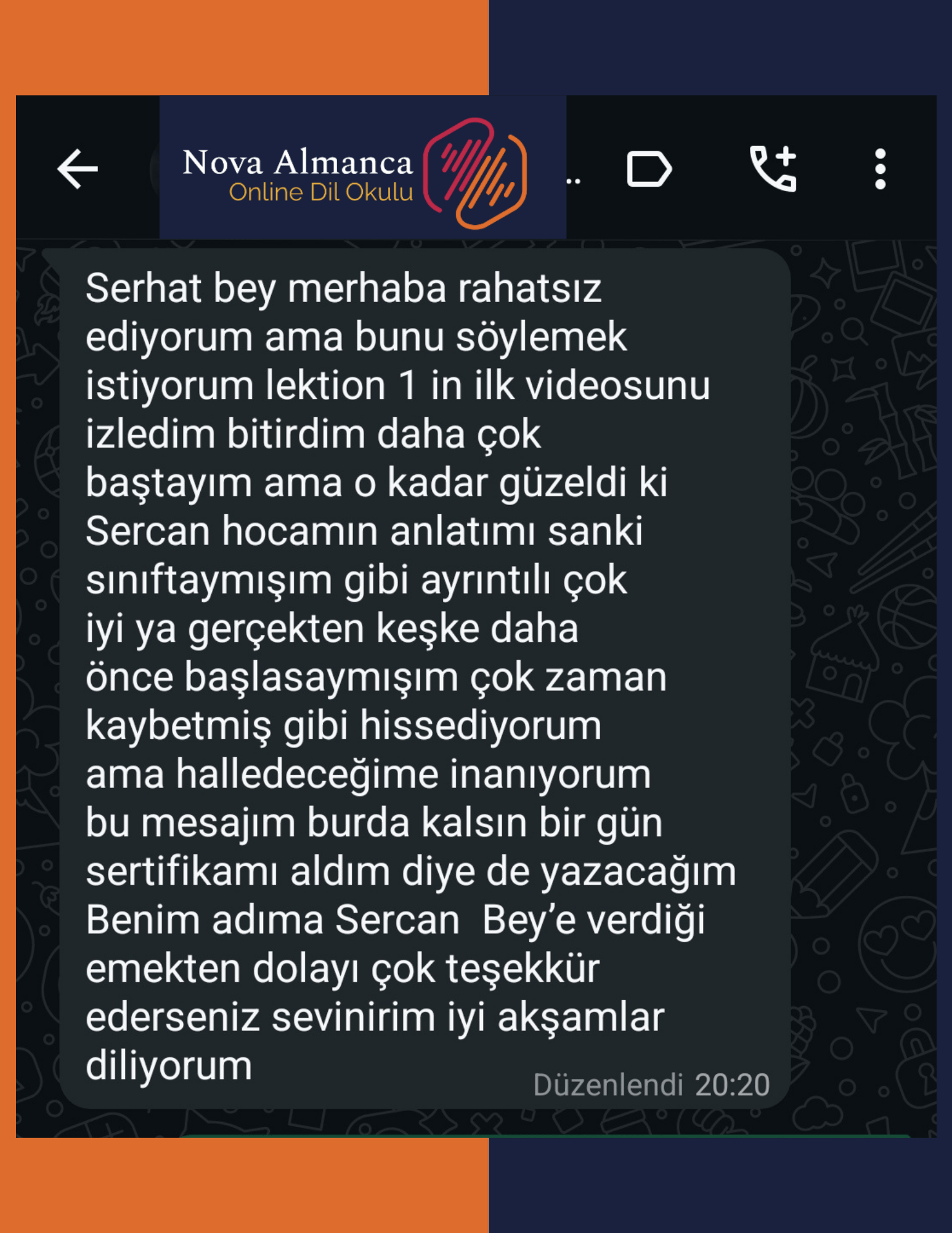 Berfim Hanım WhatsApp Mesajı