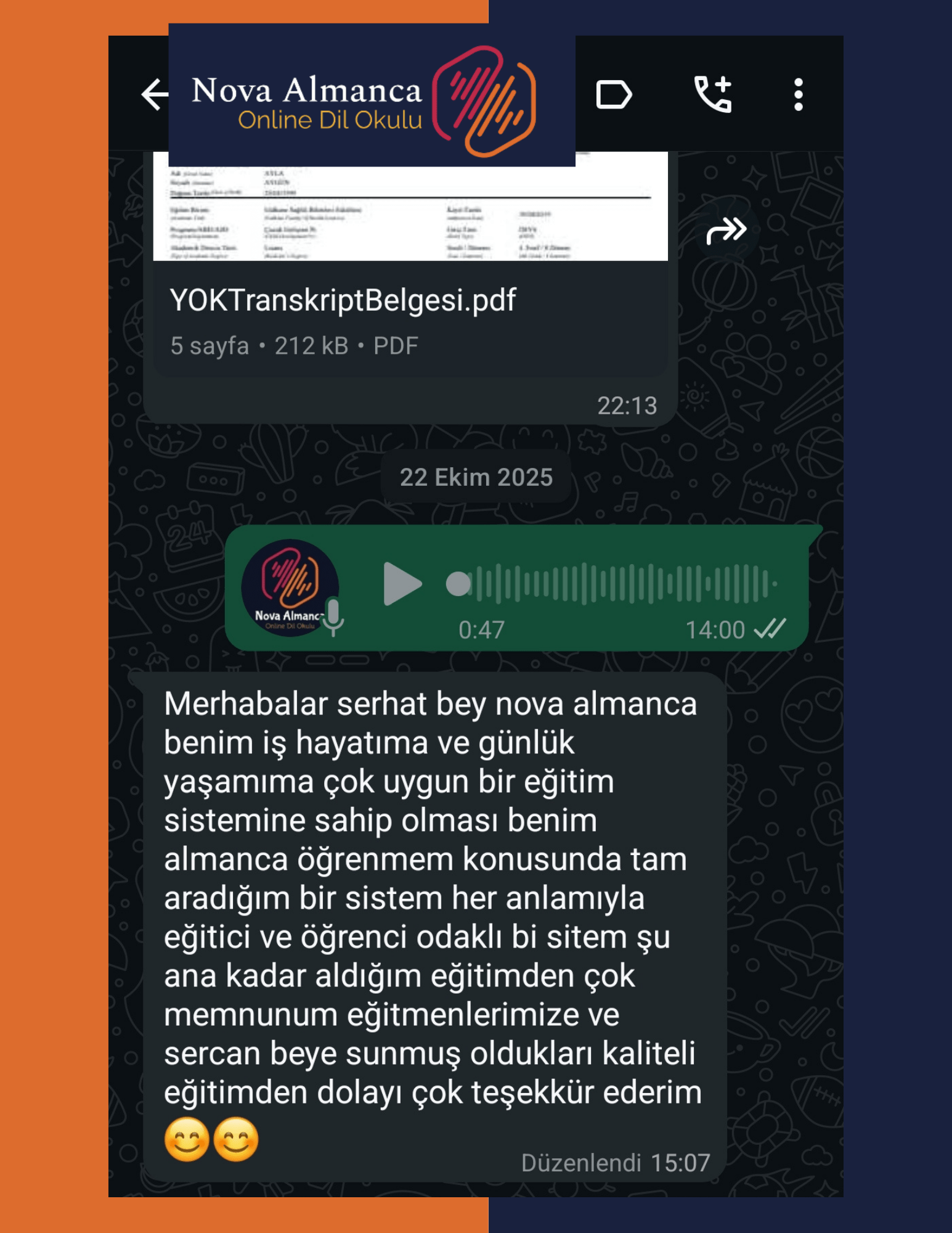 Ozan Ali Bey WhatsApp Mesajı